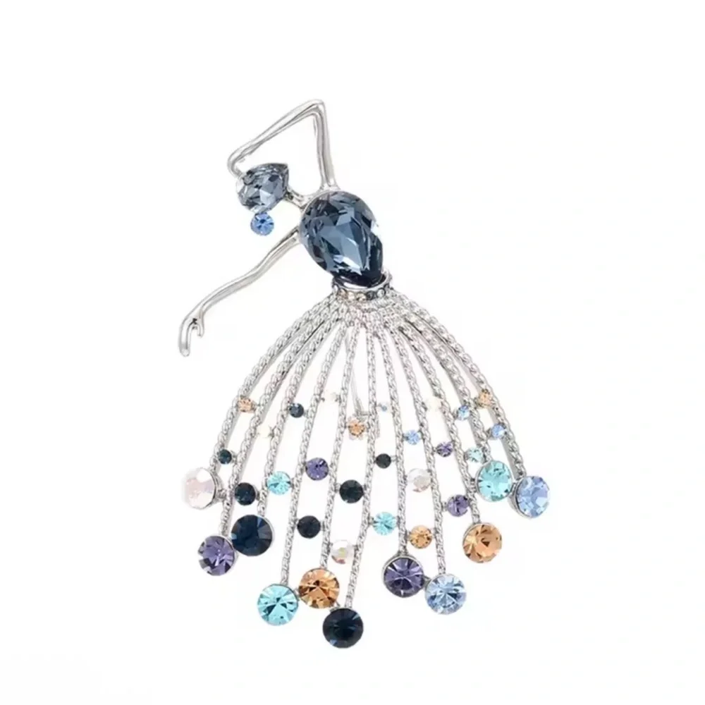 NEW! Elegant Blue Ballet Dancer Brooch. Trendy Ballerina pin. 🩰 Luxury Brooch
